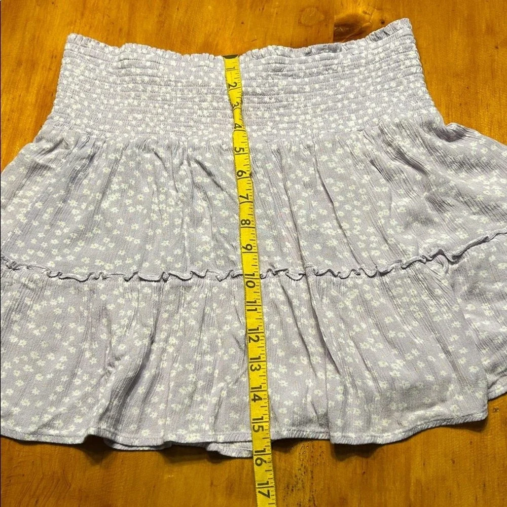 Hippie Rose Y2K Juniors Lavender Floral Smocked Waist‎ Tiered Ruffle Mini Skirt